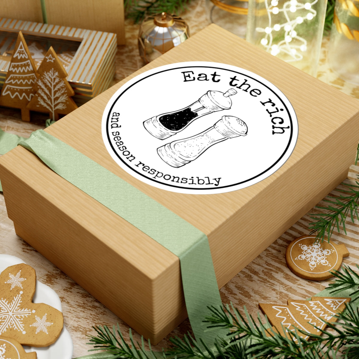 Eat the Rich (and season responsibly) Kiss-Cut Stickers