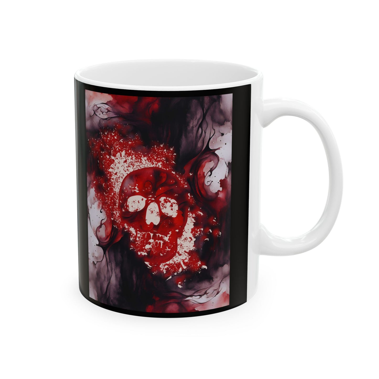 Watercolor and Skull Ceramic Mug, (11oz, 15oz)