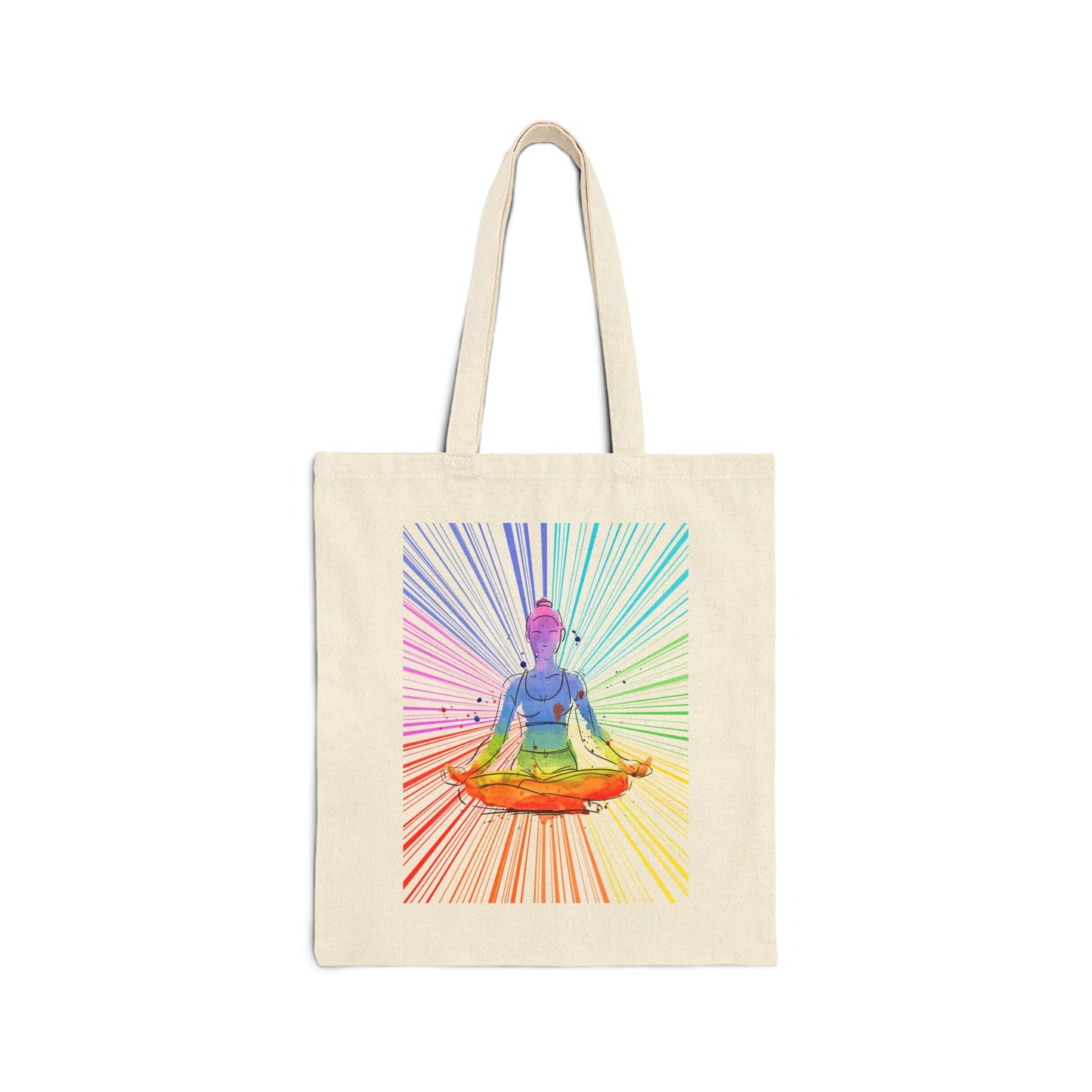 Fractal Rainbow Yoga Cotton Canvas Tote Bag