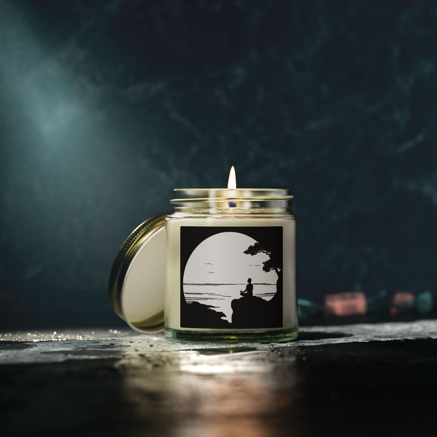 Lakeside Meditation Scented Candles, Coconut Apricot Wax (4oz, 9oz)