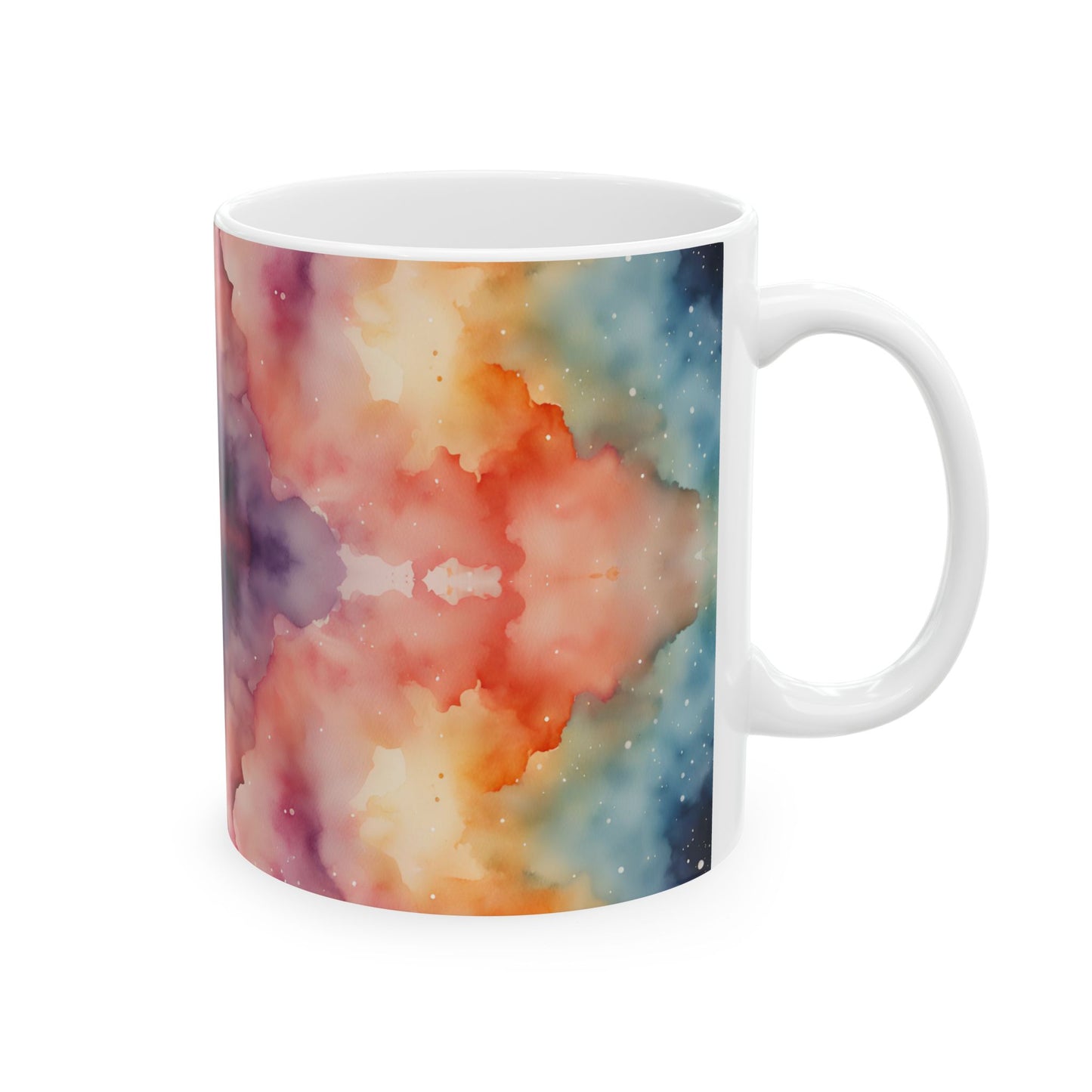 Tie Dye Watercolor Ceramic Mug, (11oz, 15oz)