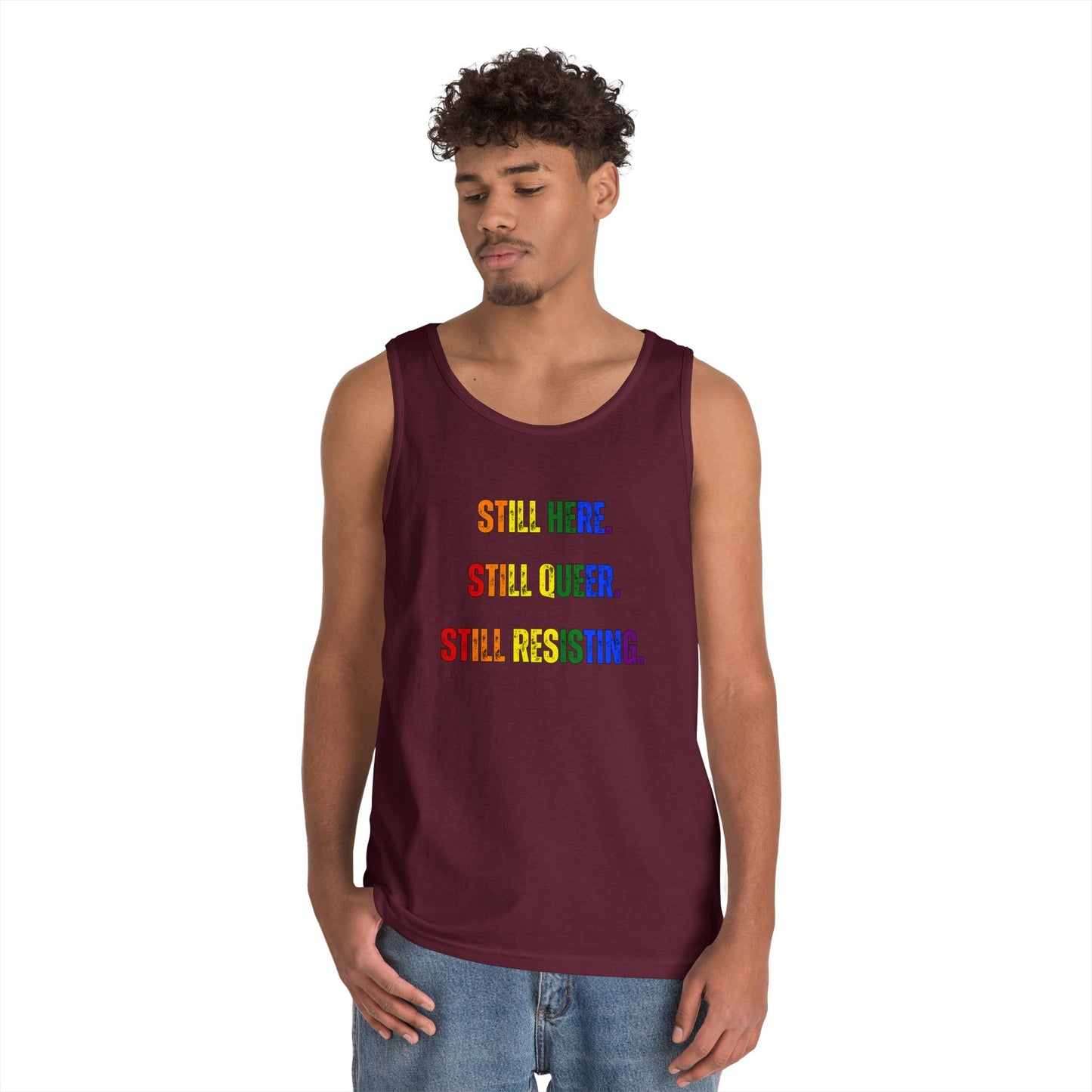 Still Here Still Queer Still Resisting Unisex Heavy Cotton Tank Top