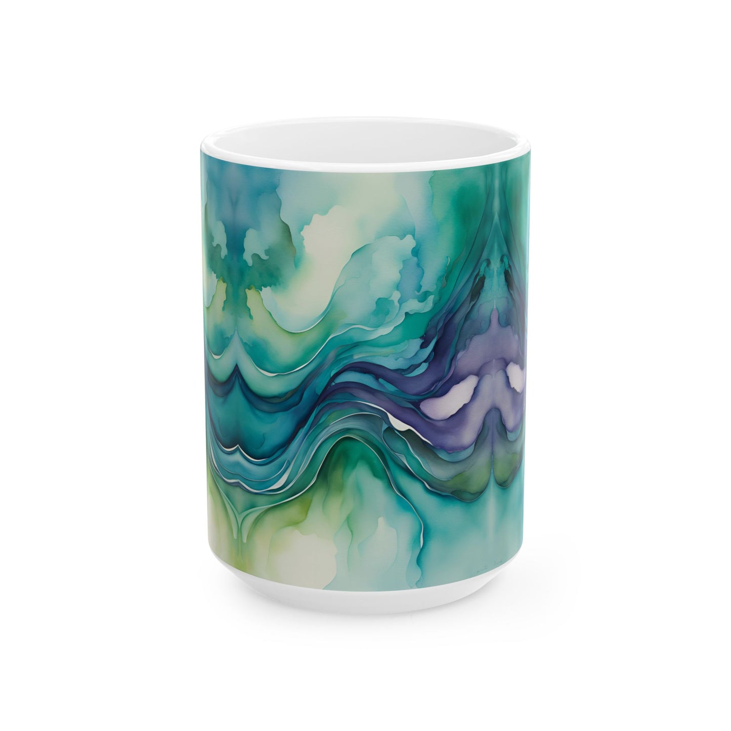 Watercolor Waves Ceramic Mug, (11oz, 15oz)