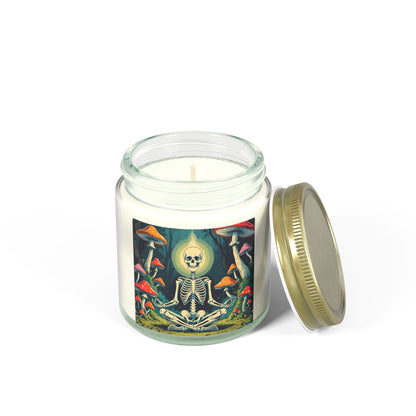 Skeleton Mushroom Meditation Scented Candles, Coconut Apricot Wax (4oz, 9oz)