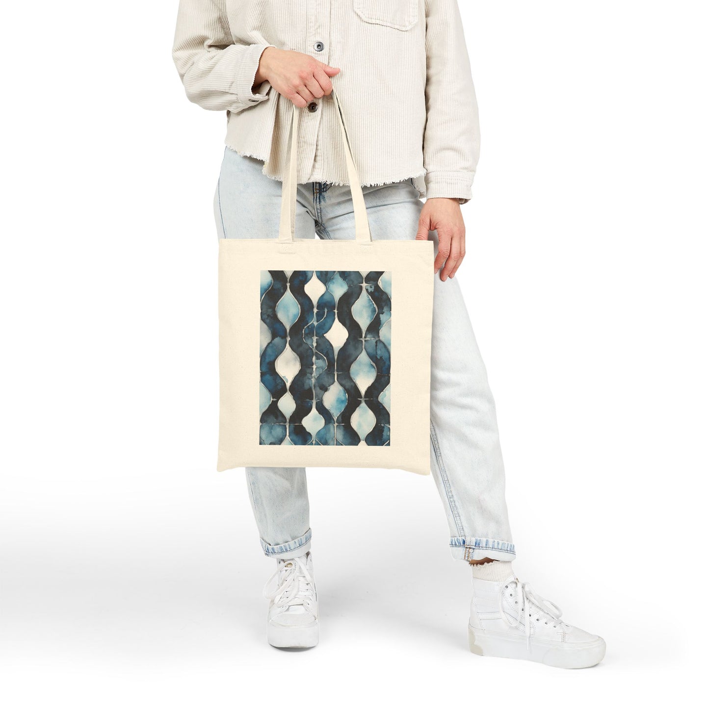 Watercolor Chain Cotton Canvas Tote Bag