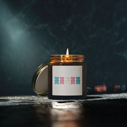 Trans Pride Gummy Bear Scented Candles, Coconut Apricot Wax (4oz, 9oz)