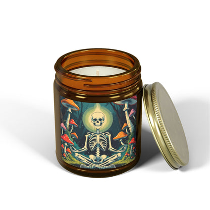 Skeleton Mushroom Meditation Scented Candles, Coconut Apricot Wax (4oz, 9oz)