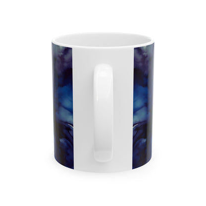 Deep Blue Watercolor Ceramic Mug, (11oz, 15oz)