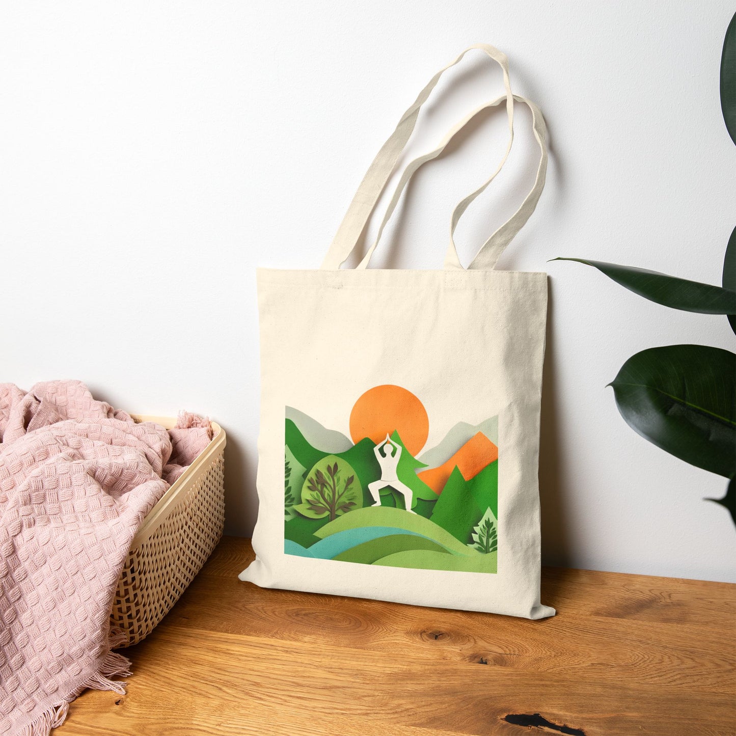 Yoga Forest Cotton Canvas Tote Bag