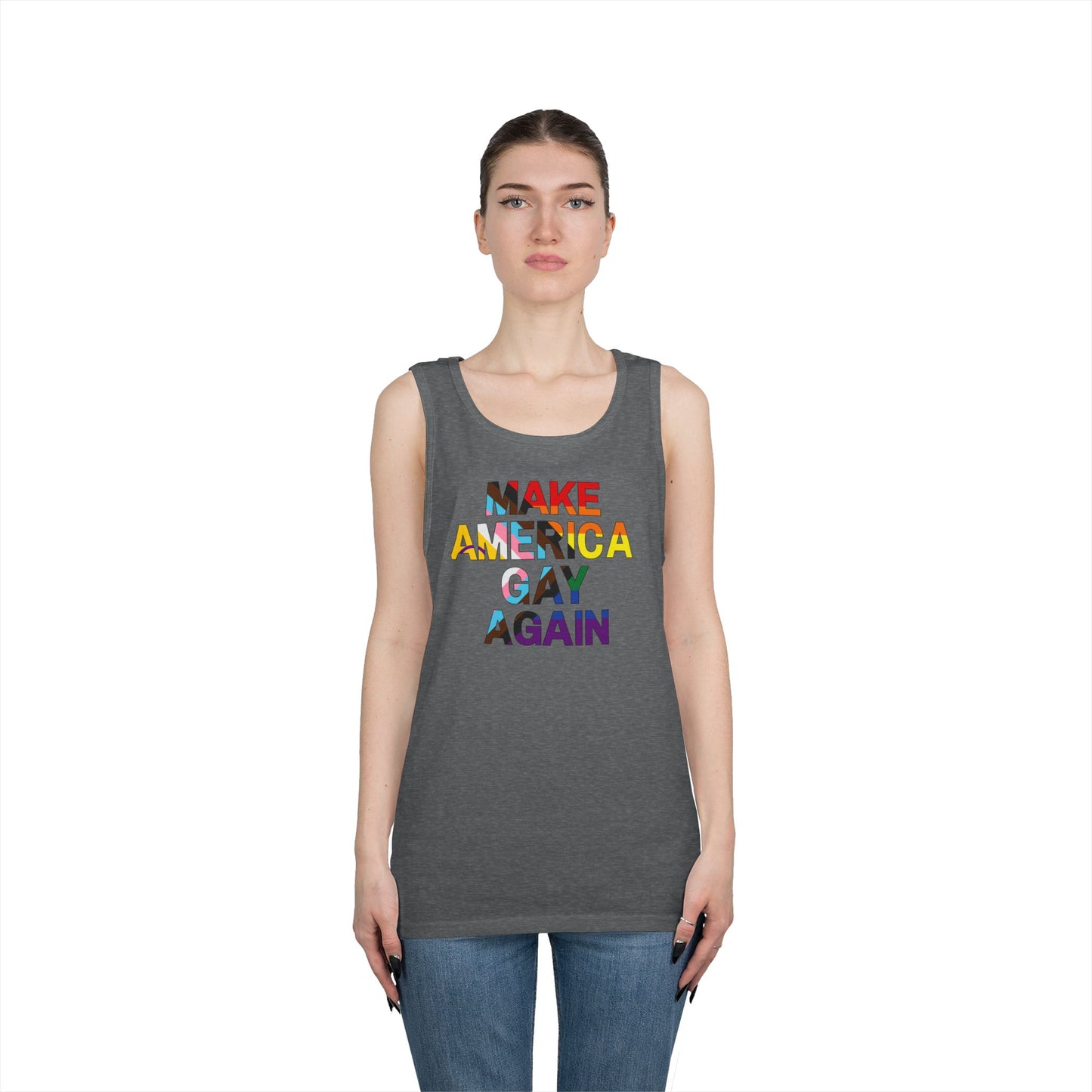 MAGA Make America Gay Again Unisex Heavy Cotton Tank Top