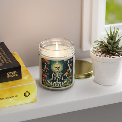 Skeleton Mushroom Meditation Scented Candles, Coconut Apricot Wax (4oz, 9oz)