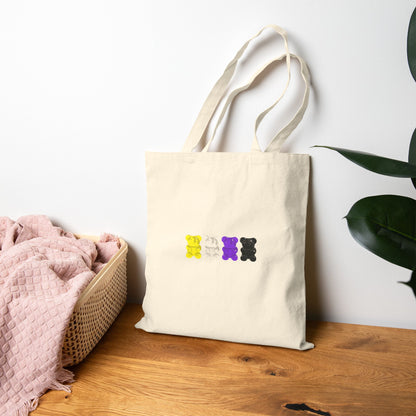 Nonbinary Pride Gummy Bears Canvas Tote