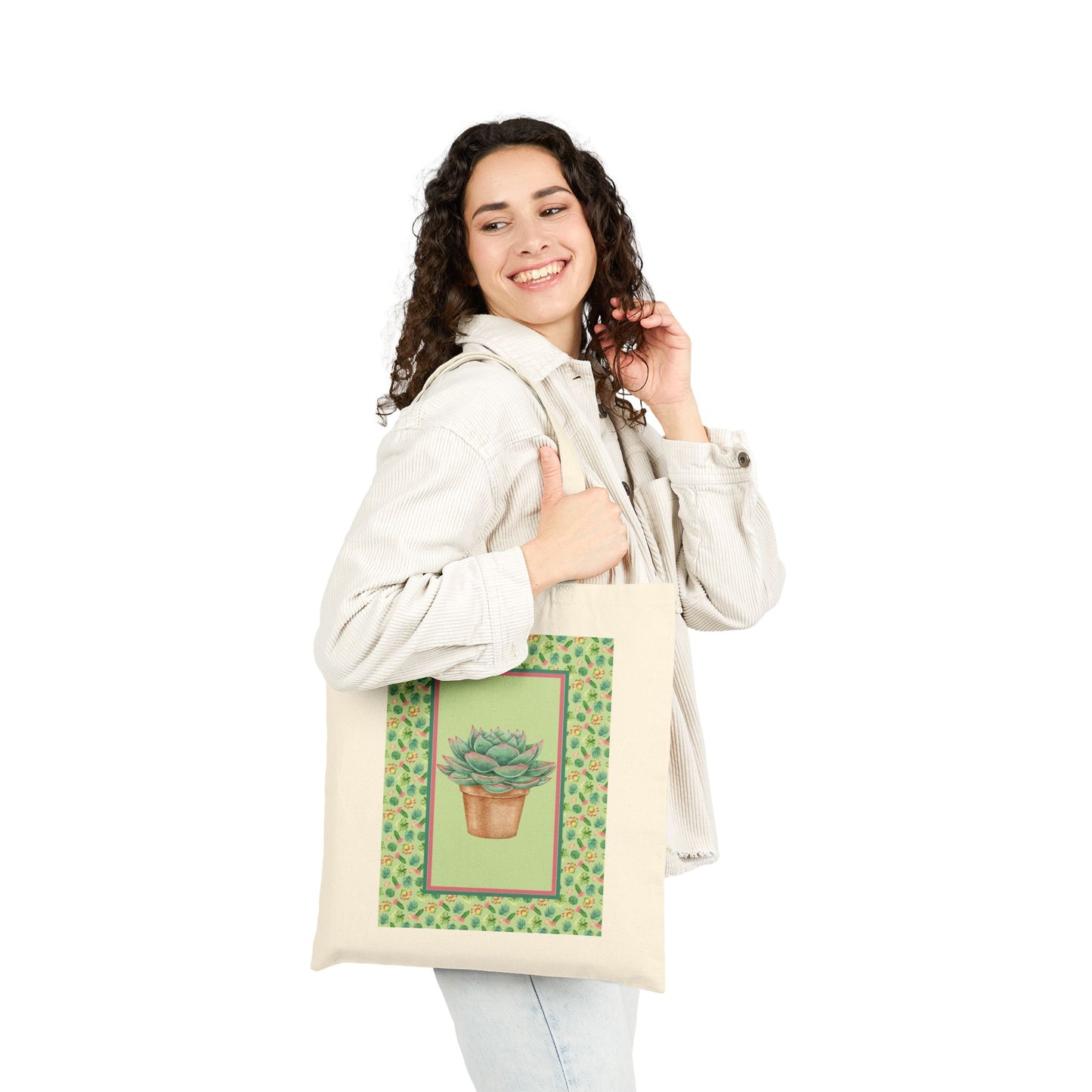 Succulent Cotton Canvas Tote Bag