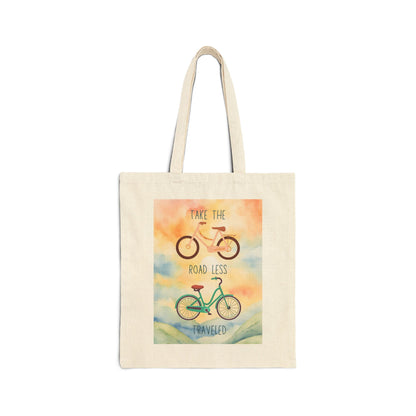 Take the Road Less Traveled Cotton Canvas Tote Bag