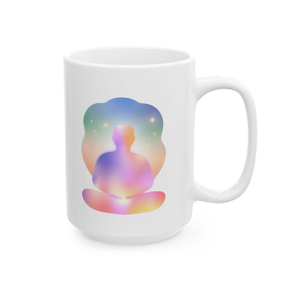 Glowing Mindfulness Meditation Ceramic Mug, (11oz, 15oz)