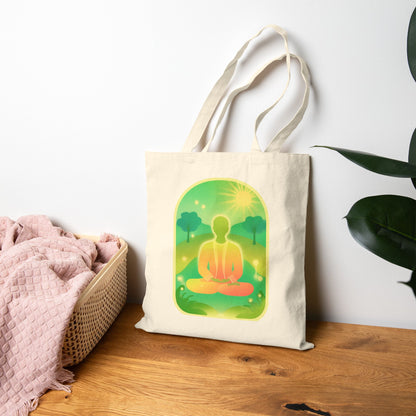Green Yoga Meditation Cotton Canvas Tote Bag