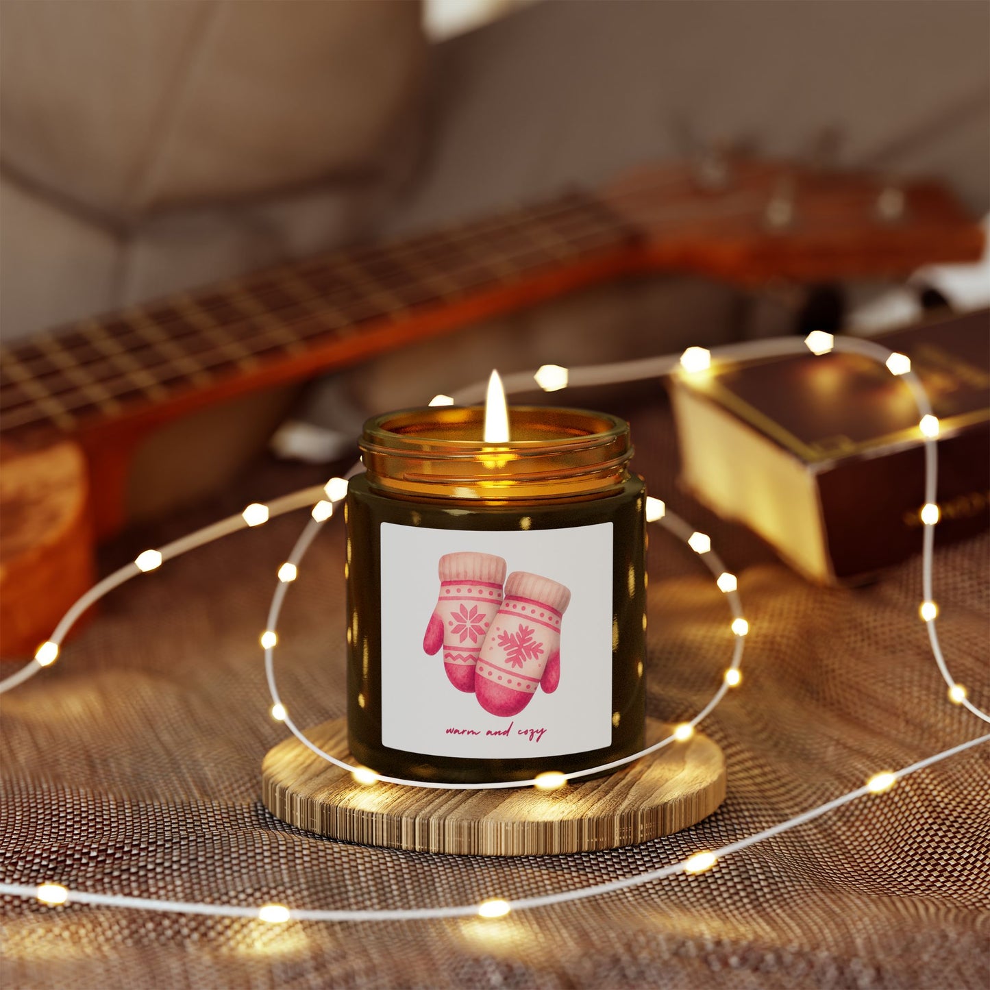 Warm and Cozy Mittens Scented Candles, Coconut Apricot Wax (4oz, 9oz)