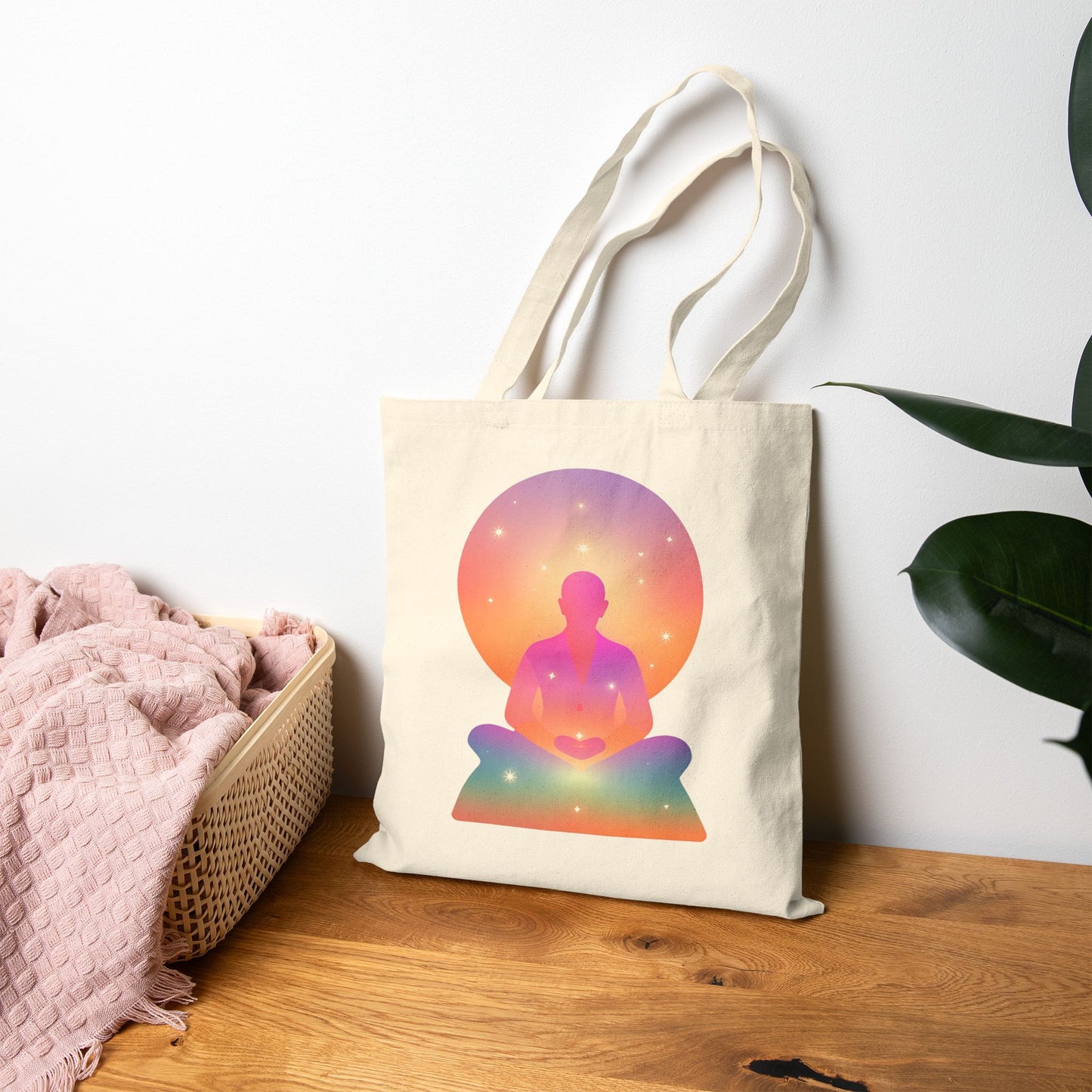 Pastel Yoga Meditation Cotton Canvas Tote Bag