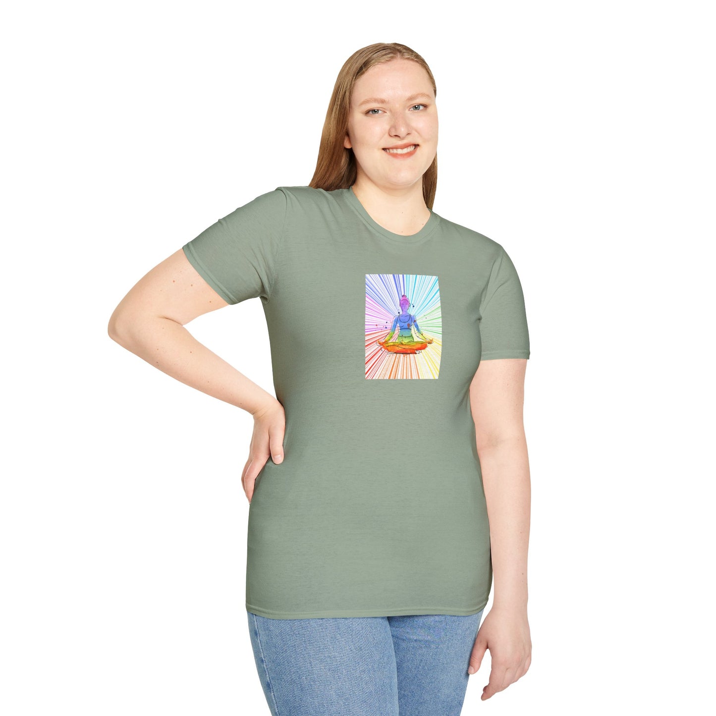 Fractal Rainbow Yoga Unisex Softstyle T-Shirt