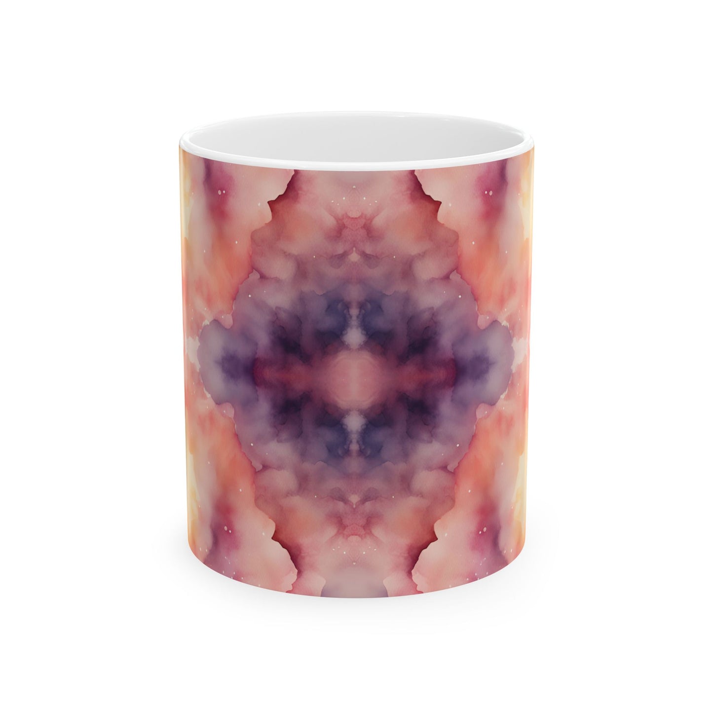 Tie Dye Watercolor Ceramic Mug, (11oz, 15oz)