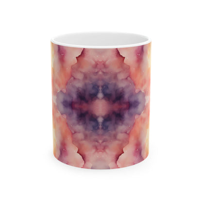 Tie Dye Watercolor Ceramic Mug, (11oz, 15oz)