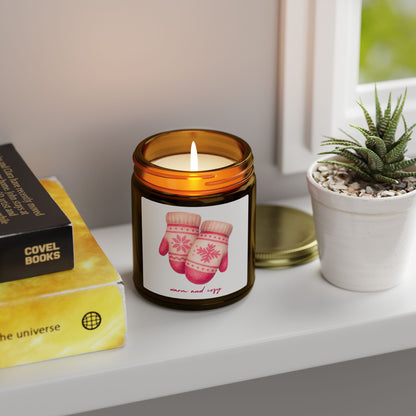 Warm and Cozy Mittens Scented Candles, Coconut Apricot Wax (4oz, 9oz)
