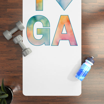 Watercolor Yoga Heart Rubber Yoga Mat