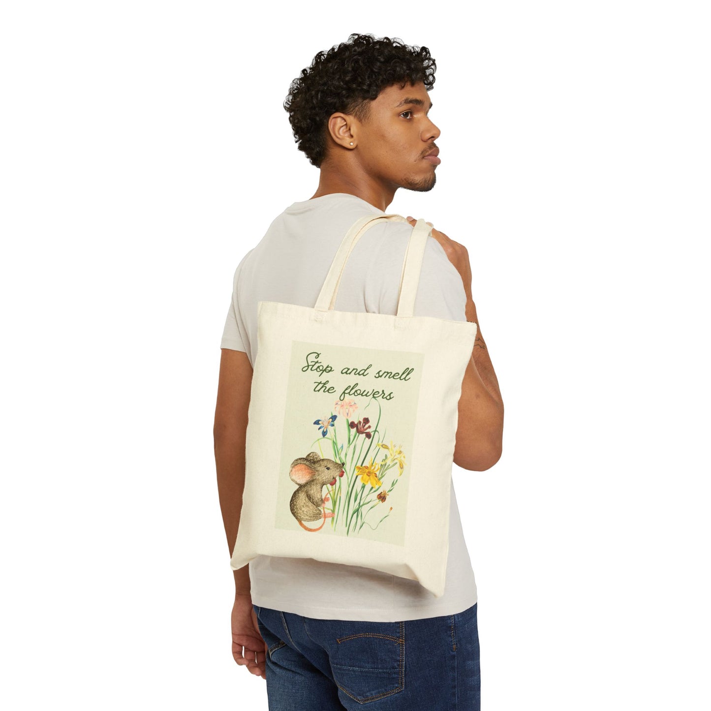Stop And Smell the Flowers Cotton Canvas Tote Bag
