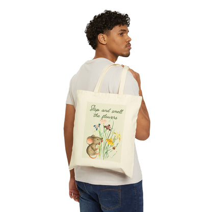 Stop And Smell the Flowers Cotton Canvas Tote Bag