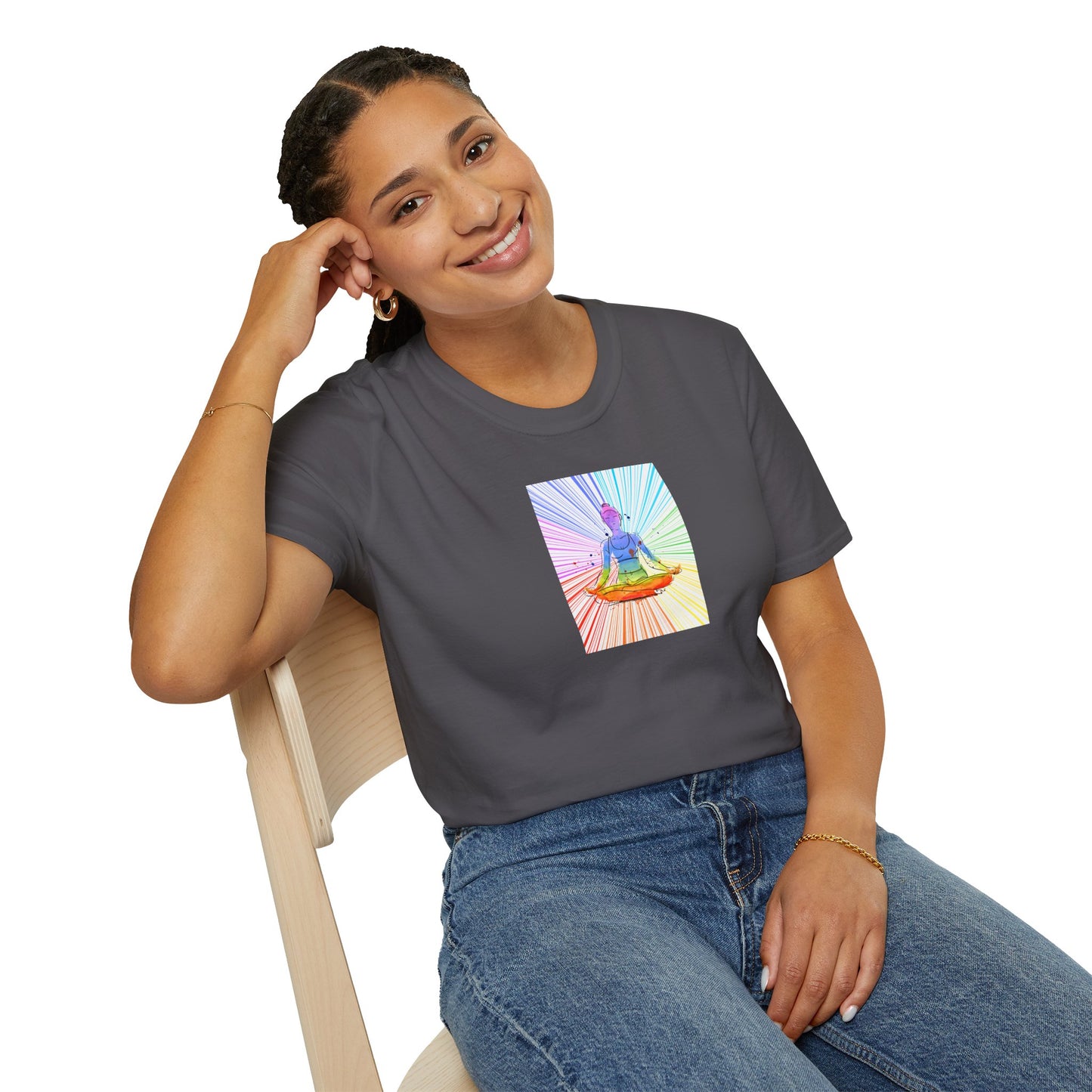 Fractal Rainbow Yoga Unisex Softstyle T-Shirt