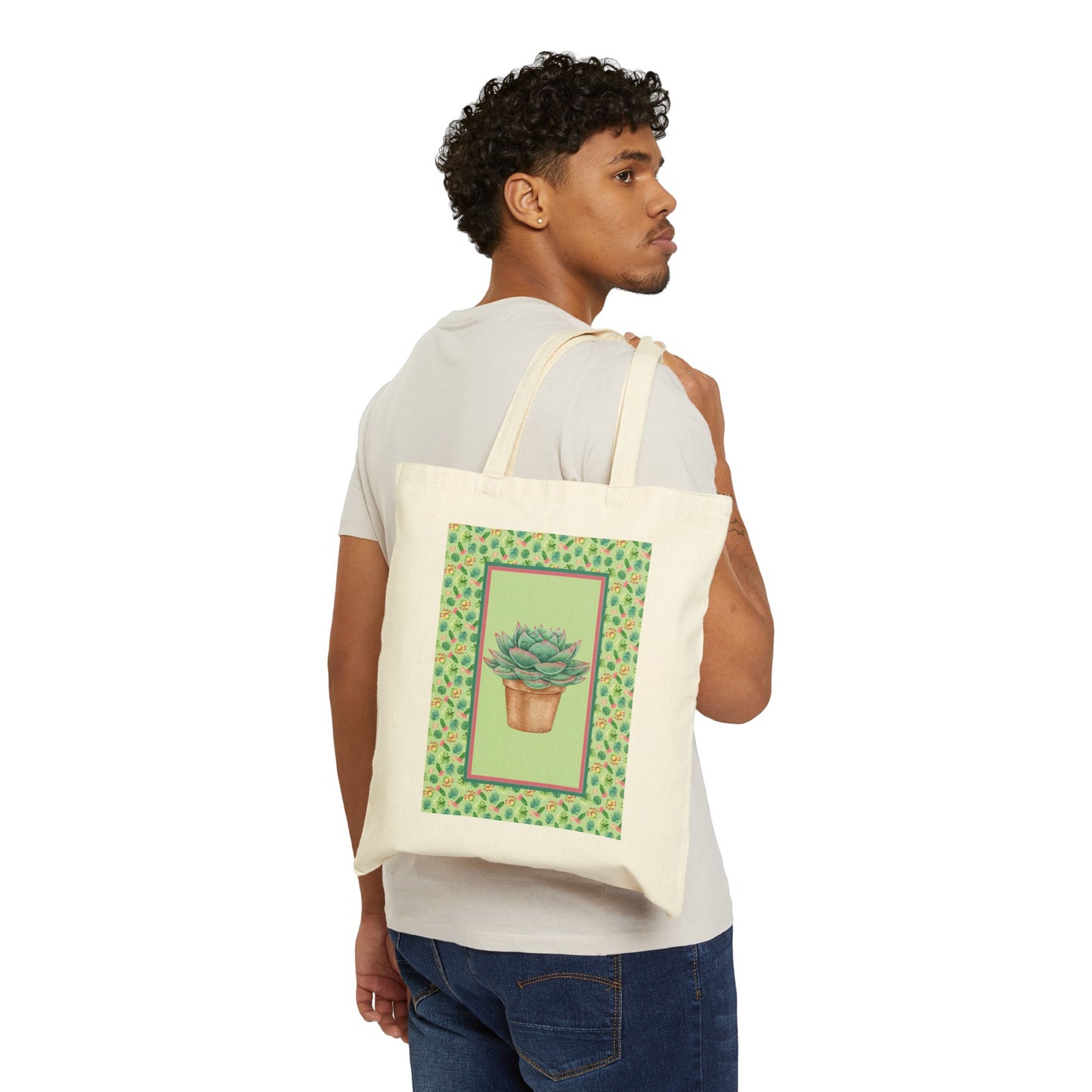 Succulent Cotton Canvas Tote Bag