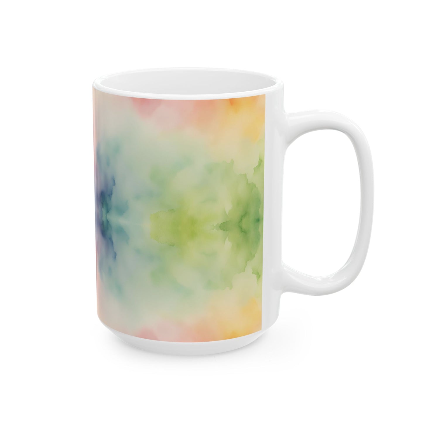 Watercolor Rainbow Ceramic Mug, (11oz, 15oz)