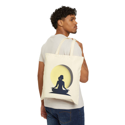 Yoga Moon Meditation Cotton Canvas Tote Bag