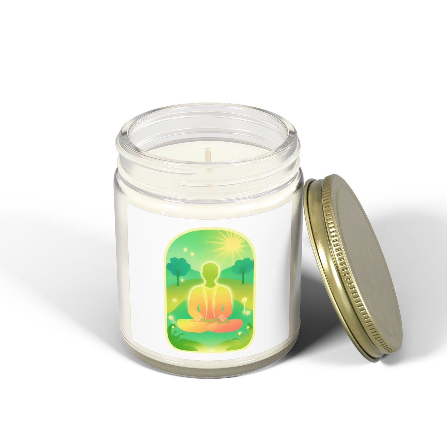 Green Yoga Meditation Scented Candles, Coconut Apricot Wax (4oz, 9oz)