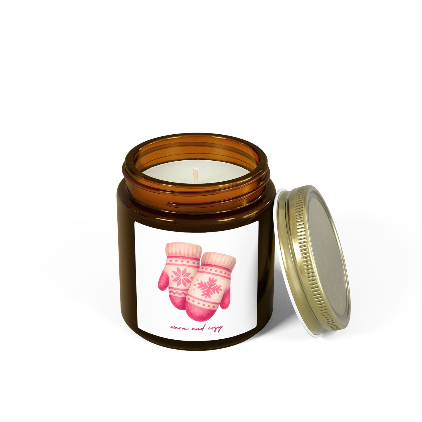 Warm and Cozy Mittens Scented Candles, Coconut Apricot Wax (4oz, 9oz)