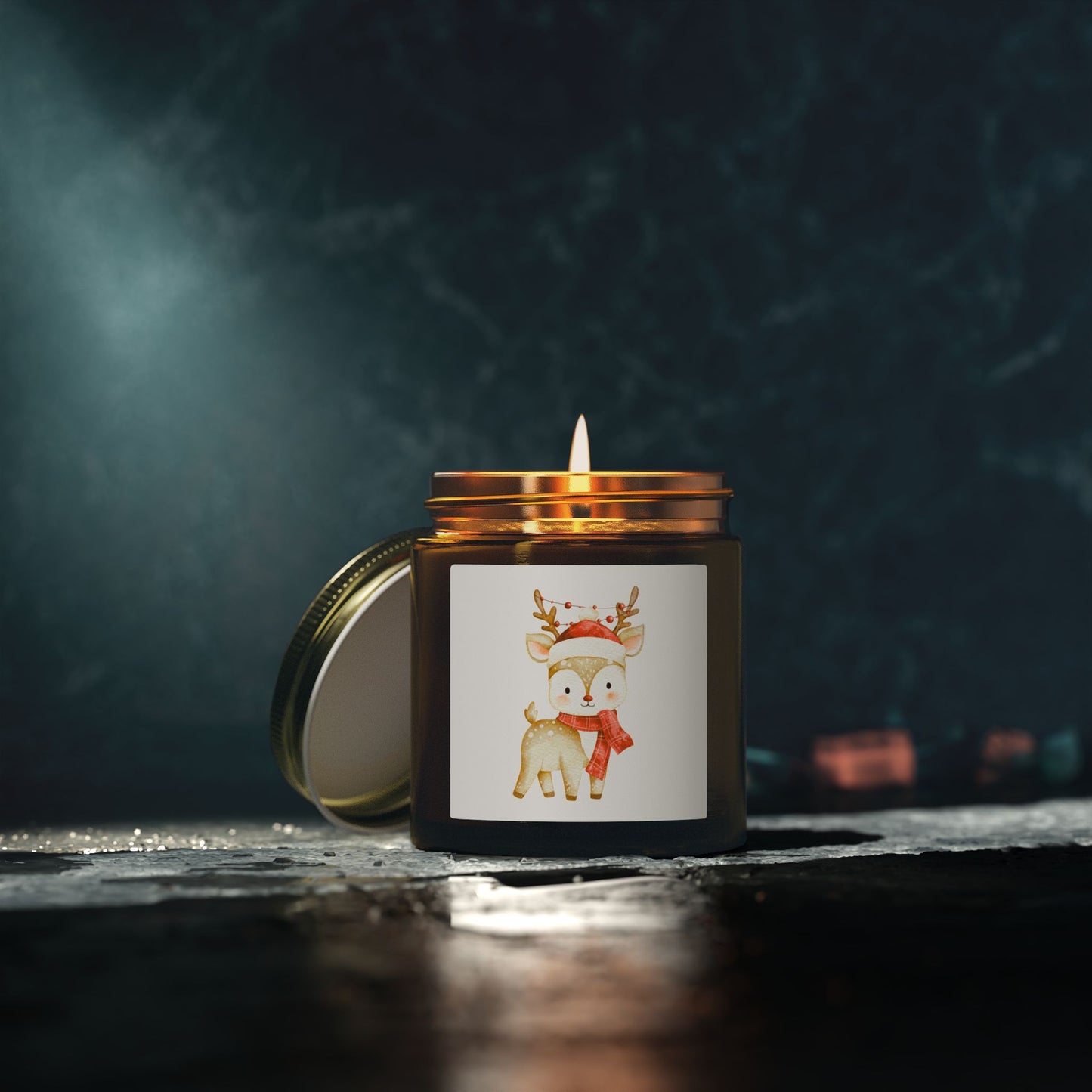 Reindeer Scented Candles, Coconut Apricot Wax (4oz, 9oz)