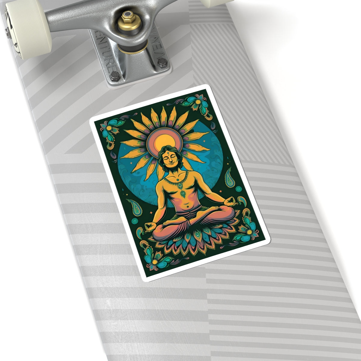 Psychedelic Sunflower Yoga Meditation Kiss-Cut Stickers