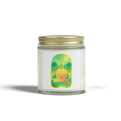 Green Yoga Meditation Scented Candles, Coconut Apricot Wax (4oz, 9oz)
