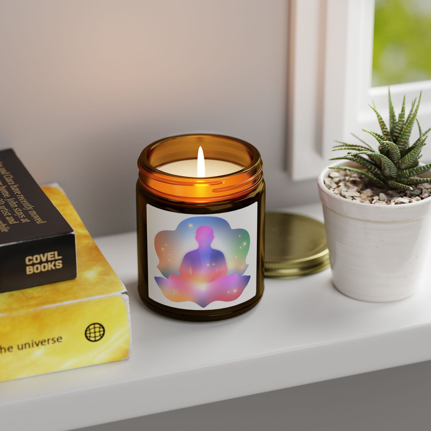 Glowing Lotus Meditation Scented Candles, Coconut Apricot Wax (4oz, 9oz)