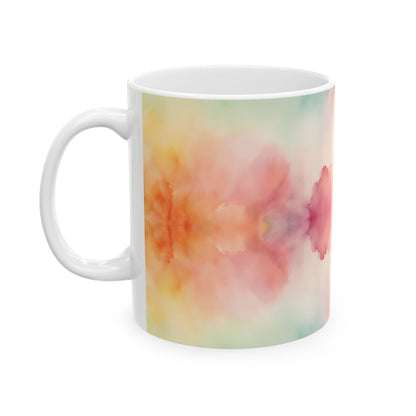 Warm Rainbow Watercolor Ceramic Mug, (11oz, 15oz)