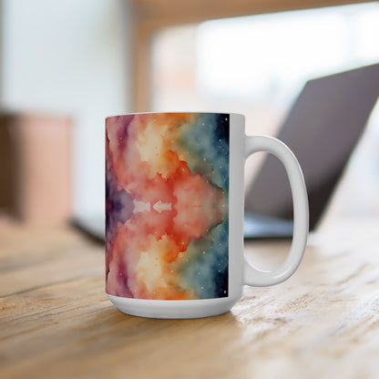 Tie Dye Watercolor Ceramic Mug, (11oz, 15oz)