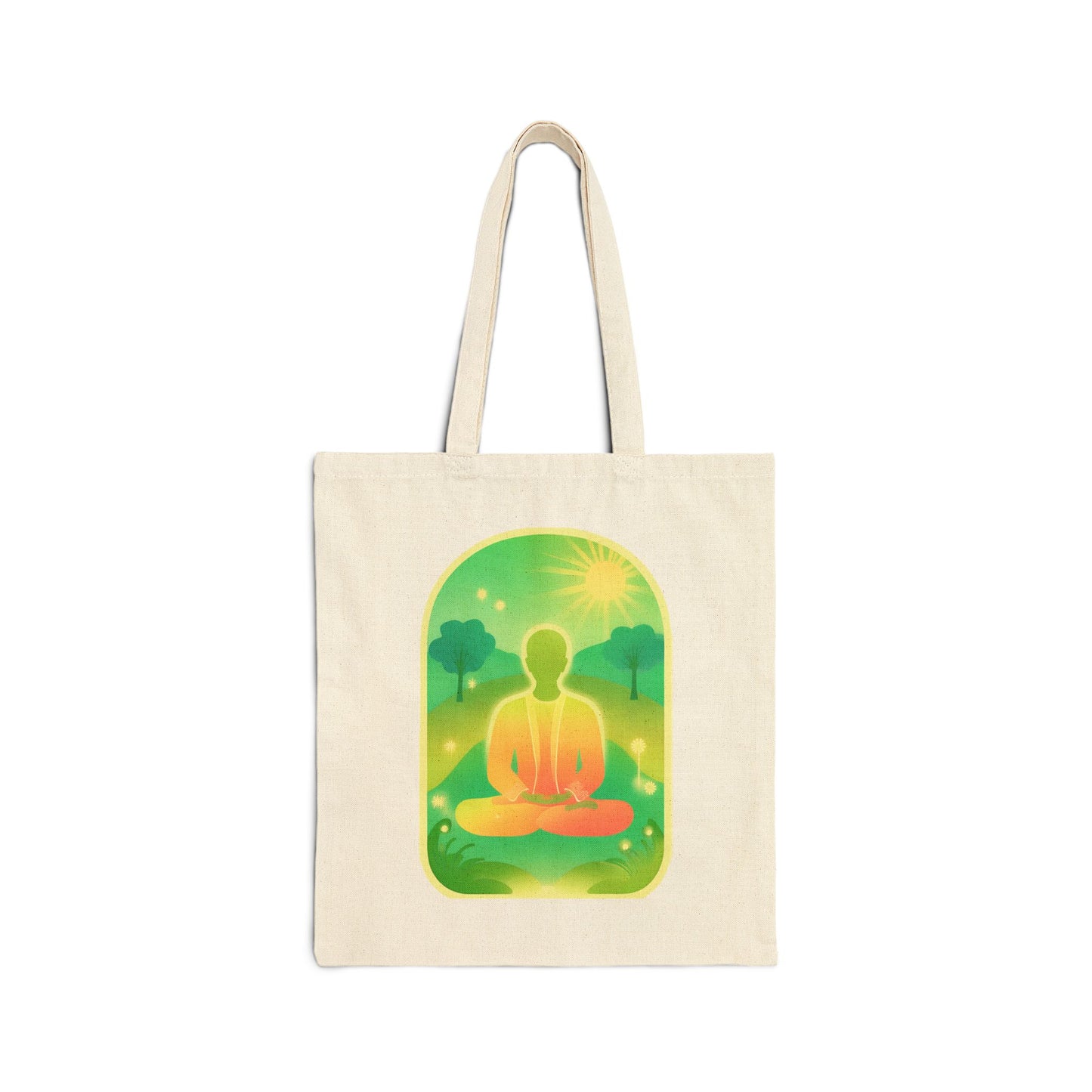 Green Yoga Meditation Cotton Canvas Tote Bag