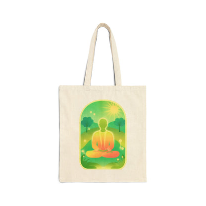 Green Yoga Meditation Cotton Canvas Tote Bag