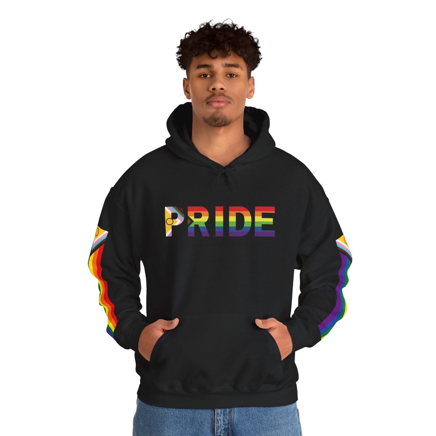 Inclusive Pride Flag Sleaves Unisex Heavy Blend™ Hooded Sweatshirt