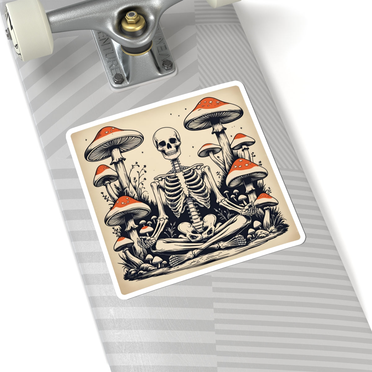 Mindful Skeleton with Mushrooms Kiss-Cut Stickers