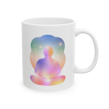 Glowing Mindfulness Meditation Ceramic Mug, (11oz, 15oz)