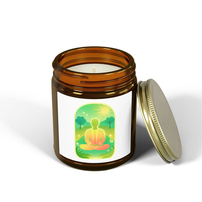 Green Yoga Meditation Scented Candles, Coconut Apricot Wax (4oz, 9oz)