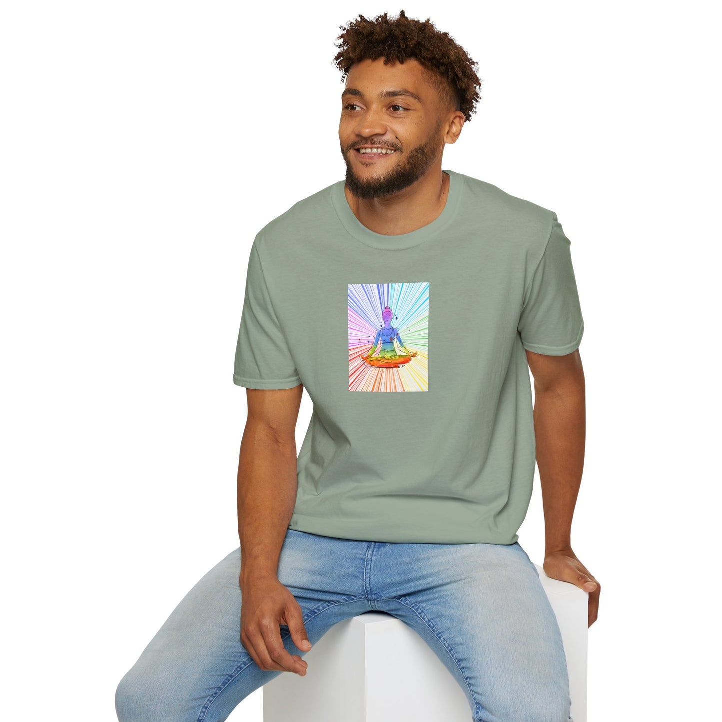 Fractal Rainbow Yoga Unisex Softstyle T-Shirt