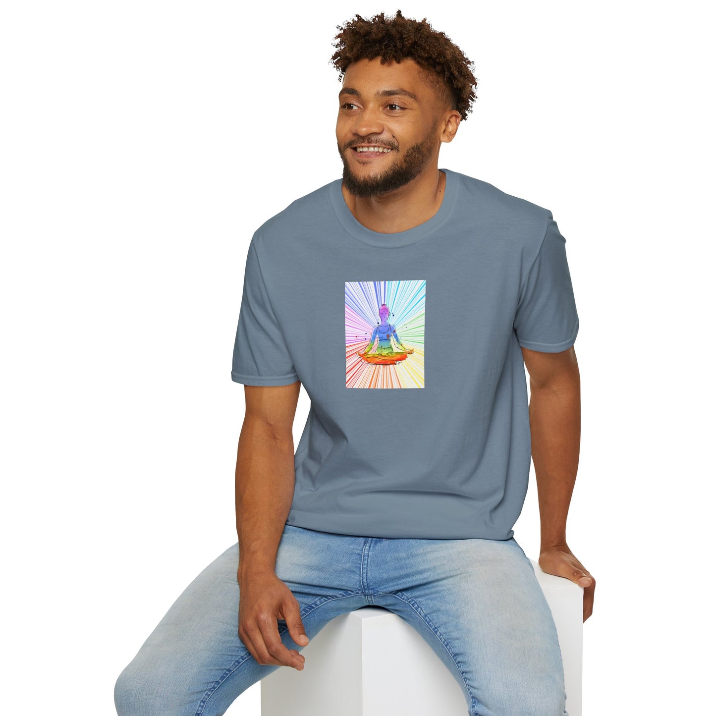 Fractal Rainbow Yoga Unisex Softstyle T-Shirt