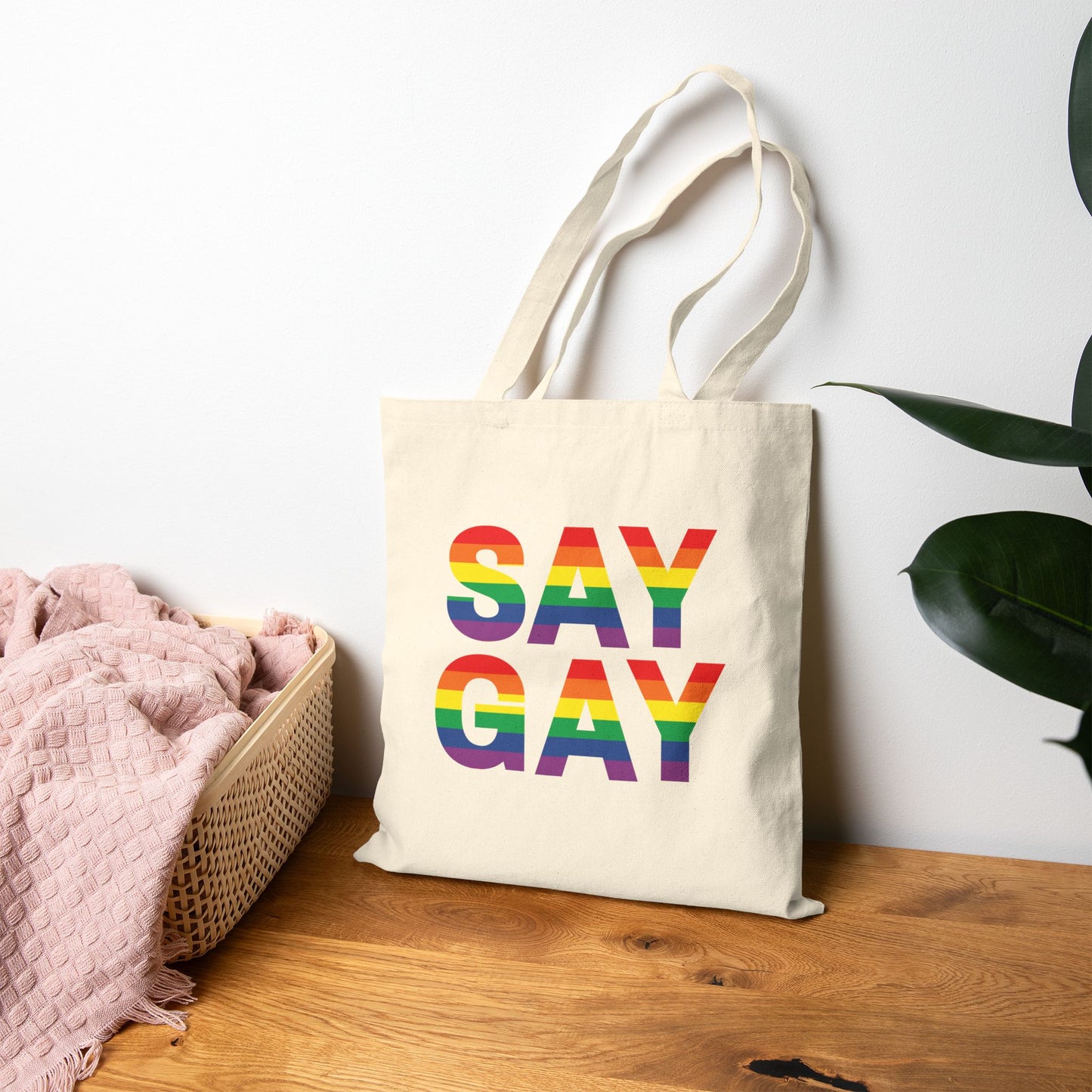 Say Gay Pride Canvas Tote